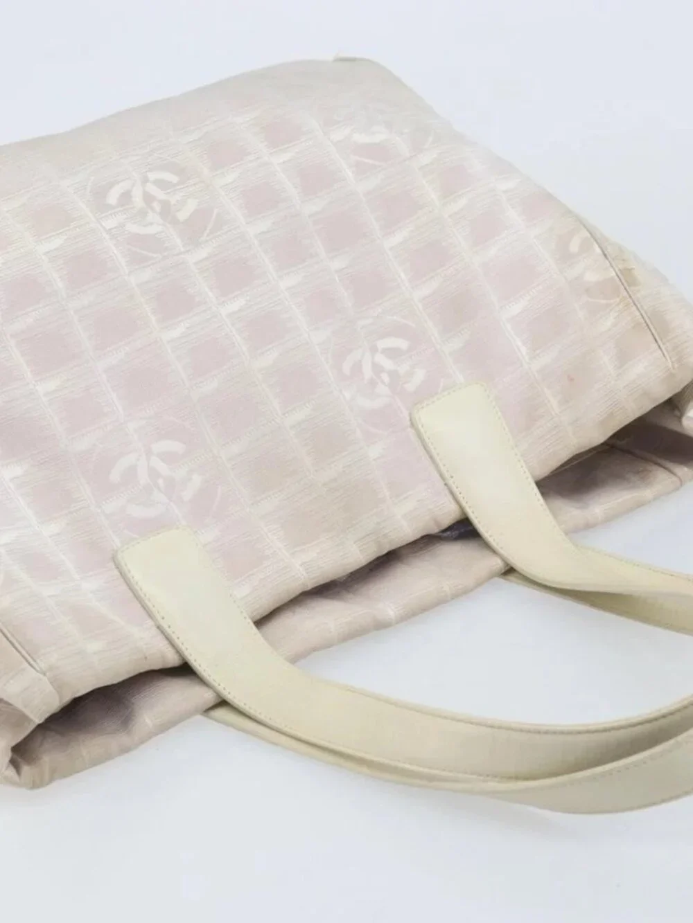 CHANEL New Travel Line Tote Bag Nylon Pink Gold CC Auth BA11718